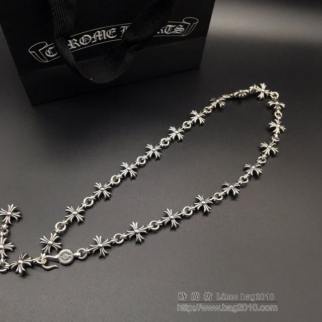 chrome hearts銀飾 925純銀 純手工製作染黑拋光 克羅心十字花項鏈  gjc1543